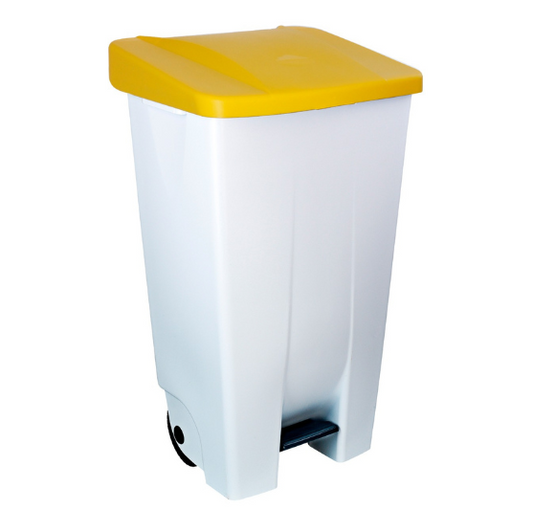 POUBELLE À PÉDALE AVEC ROUES 120L BLANCHE