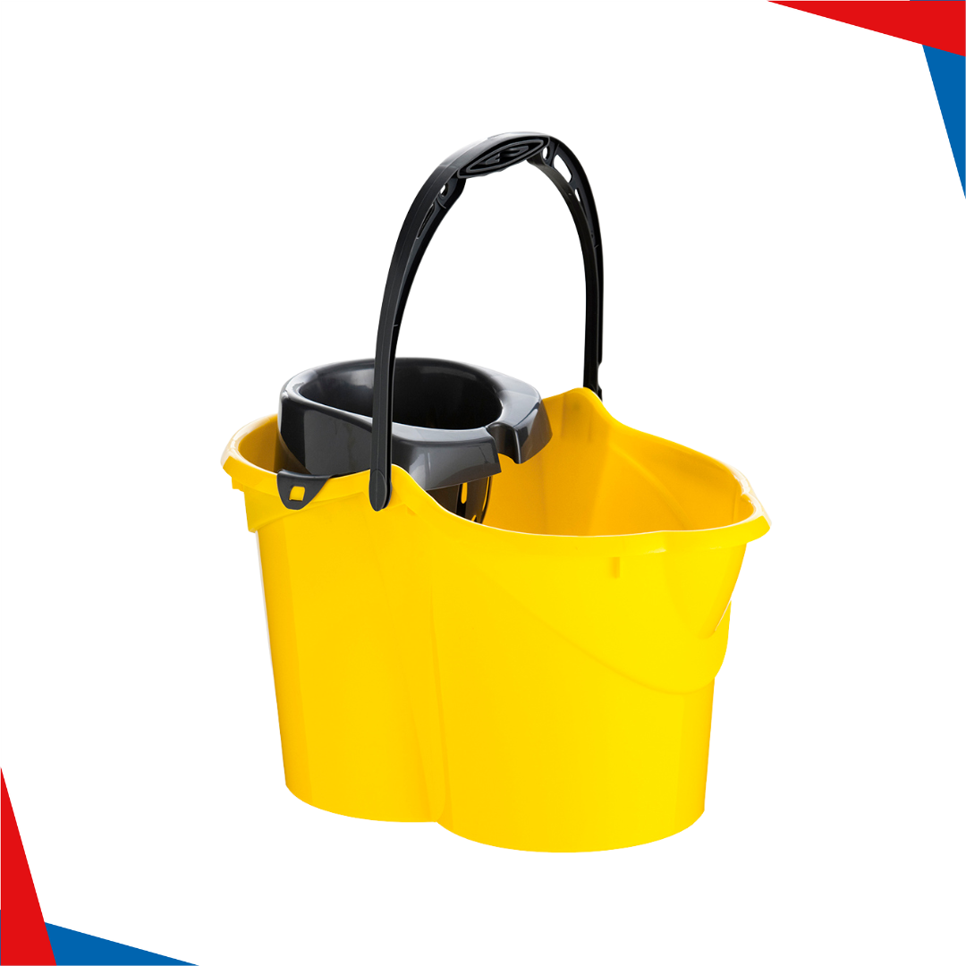 SEAU AVEC ESSOREUSE OVALE JAUNE MAYA 15 L