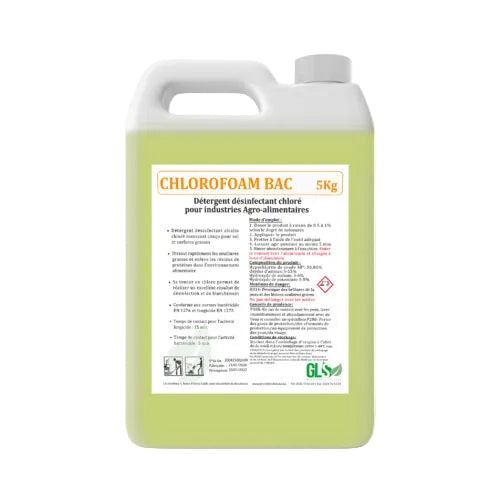 GLS CHLOROFOAM BAC - Détergent Désinfectant Chloré Moussant (5Kg)