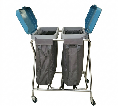 CHARIOT À LINGE CHROME DOUBLE COMPARTIMENT 2 x 100L - UTP PROFESSIONNEL