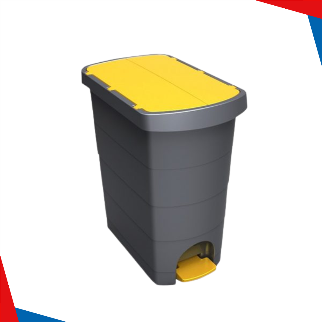 POUBELLE A PEDALE LATERALE SLIM JAUNE 20L