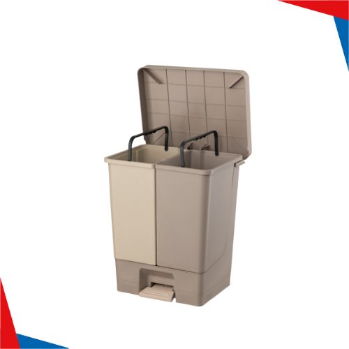 POUBELLE A PEDALE DUO 50L CREAM