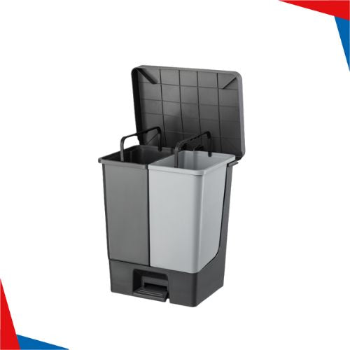 POUBELLE A PEDALE DUO 50L GRIS