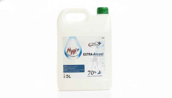 Hygi+ Plus EXTRA-Alcool - Solution Hydro-alcoolique 70% - Bidon 5 Litres - Papla Boutique